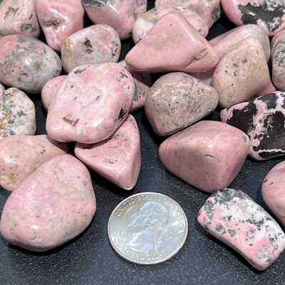Pink Rhodonite Tumbled Stones (By The Piece or Pound) Bulk Wholesale Lot