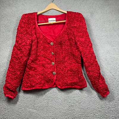 Vintage NWT Farinae Lined Jacket Womens Size 8 Made in USA Red Textured