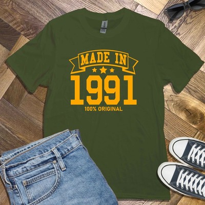 MADE IN 1991 T-SHIRT (90s 30s Birthday Son Gift Dad Mom Present Nineties Party)
