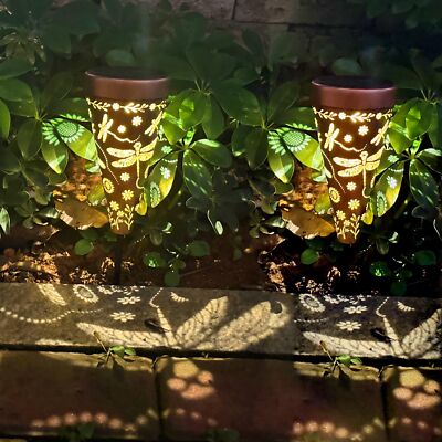 ANYTALK 2 Pack Dragonfly Solar Pathway Lights Outdoor, Waterproof Solar Walkw...