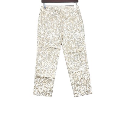 Ann Taylor Loft Beige And White Cropped Cotton Pants Size 0