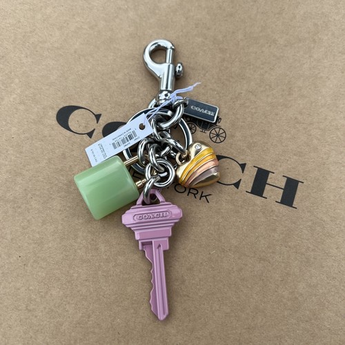 アクセサリー COACH Pink double heart keychain charm Rare COACH Heart Hearts Keychain Pink Blue Hearts Purse