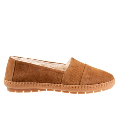 Женские коричневые кожаные мокасины без шнуровки на плоской подошве Trotters Ruby Plush 7.5