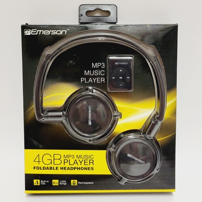 NEW Emerson MP3 Music Player Foldable Headphones 4GB Micro SD Card Bundle