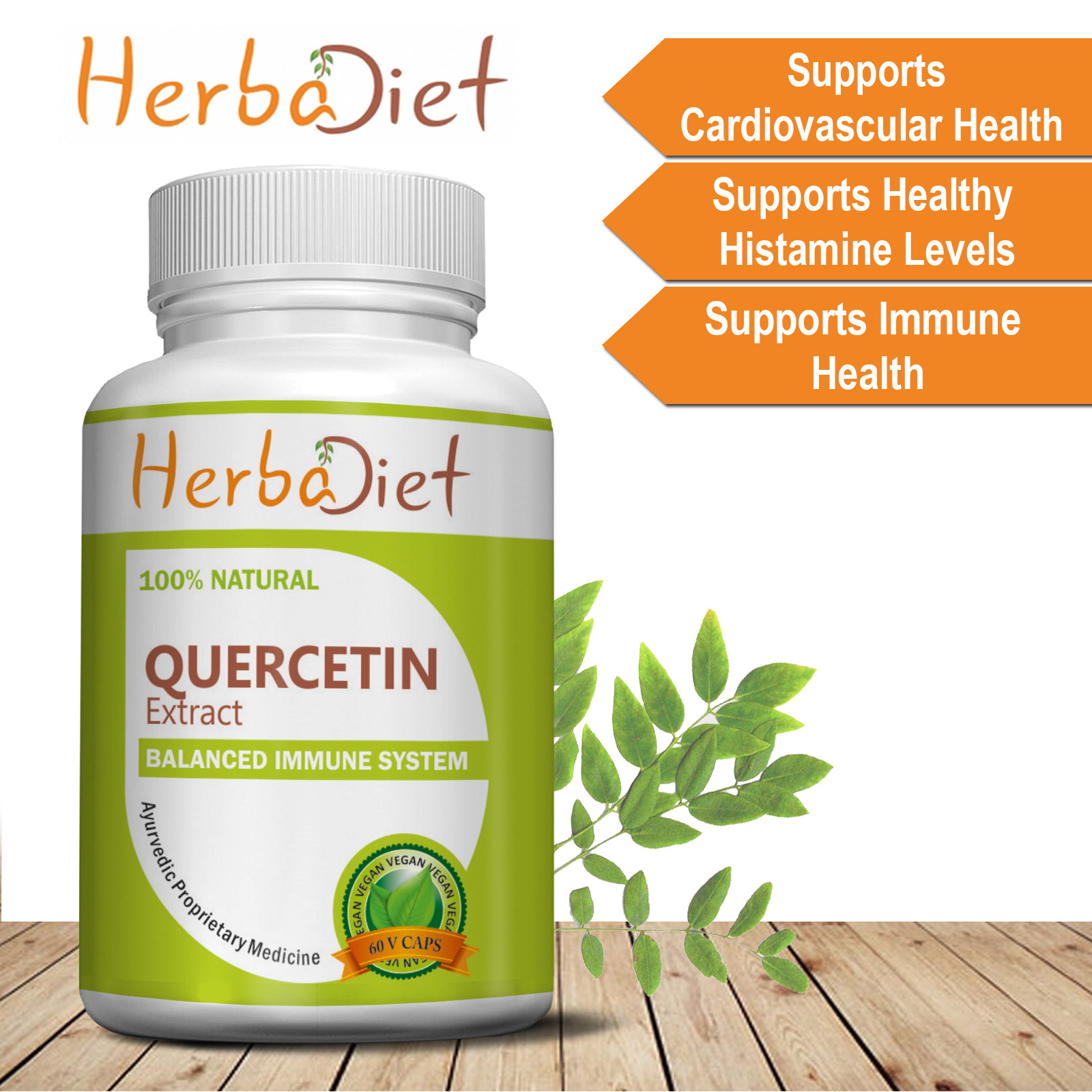 Quercetin Extract Vegetarian Capsules 500mg Immune Support Natural