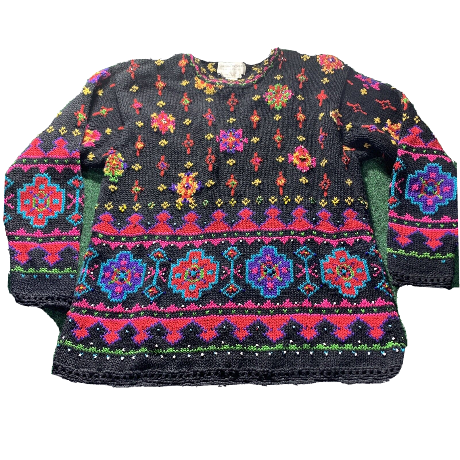 Casual Corner Sweater Women MEDIUM Limited Ed Hand Knit Casual Corner Sweater Women MEDIUM Limited Ed Hand Knit