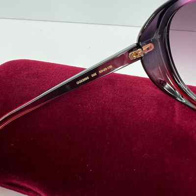 Pre-owned Gucci Gg Oversized Round Logo Sunglasses Womens Pink Black Gg0368s Retro 70s 80s In Purple