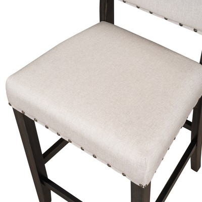 Rustic Wooden Counter Height Dining Chairs, Espresso, Fits 2pc