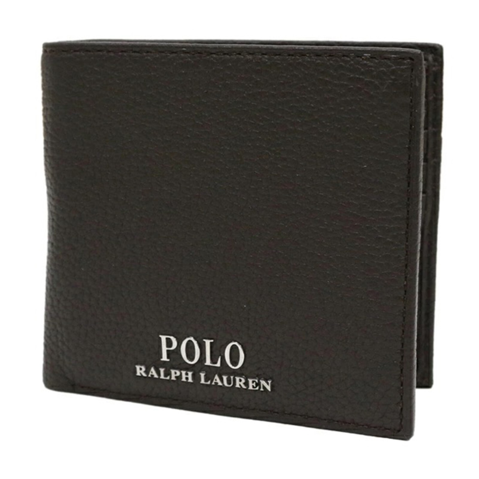 Кожаный бумажник Polo Ralph Lauren, складывающийся вдвое, Темно-коричневый с логотипом