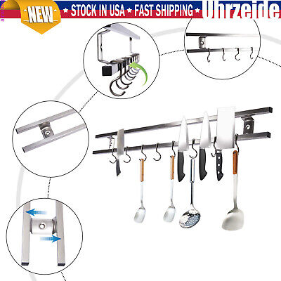 24Inch Magnetic Knife Holder Magnetic Knife Strip with 8 Hooks Powerful Magnetic