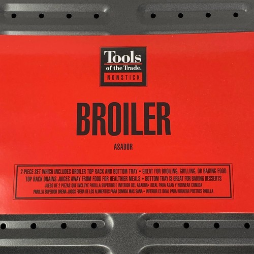 Tools Of the Trade - New Broiler Pan Tray Non-Stick 2-Piece Set Grill Or Bake!