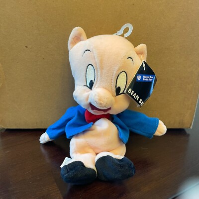 Vntg Warner Bros. Studio Bean Bag Plush Porky Pig NWT 