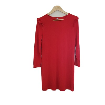 Old Navy Simple Red Dress Size Large Ruffle Shoulders