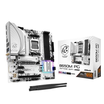 ASRock Motherboard B650M PG Riptide WiFi White AMD Ryzen 7000 Series CPU Soket A