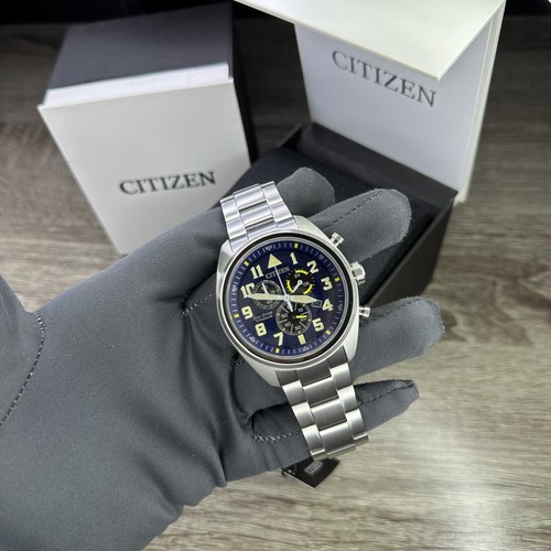 Pre-owned Citizen New✅titanium✅  Eco-drive Garrison Blue Number Dial Men's Watch At2480-57l