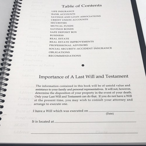 What My Family Should Know Estate Planning Spiral Bound Record Book