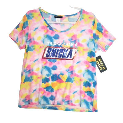 $Make it Rain$ Thicka Than a Snicka Sequins Funny Tie-Dye Graphic Tee. 1X. NWT