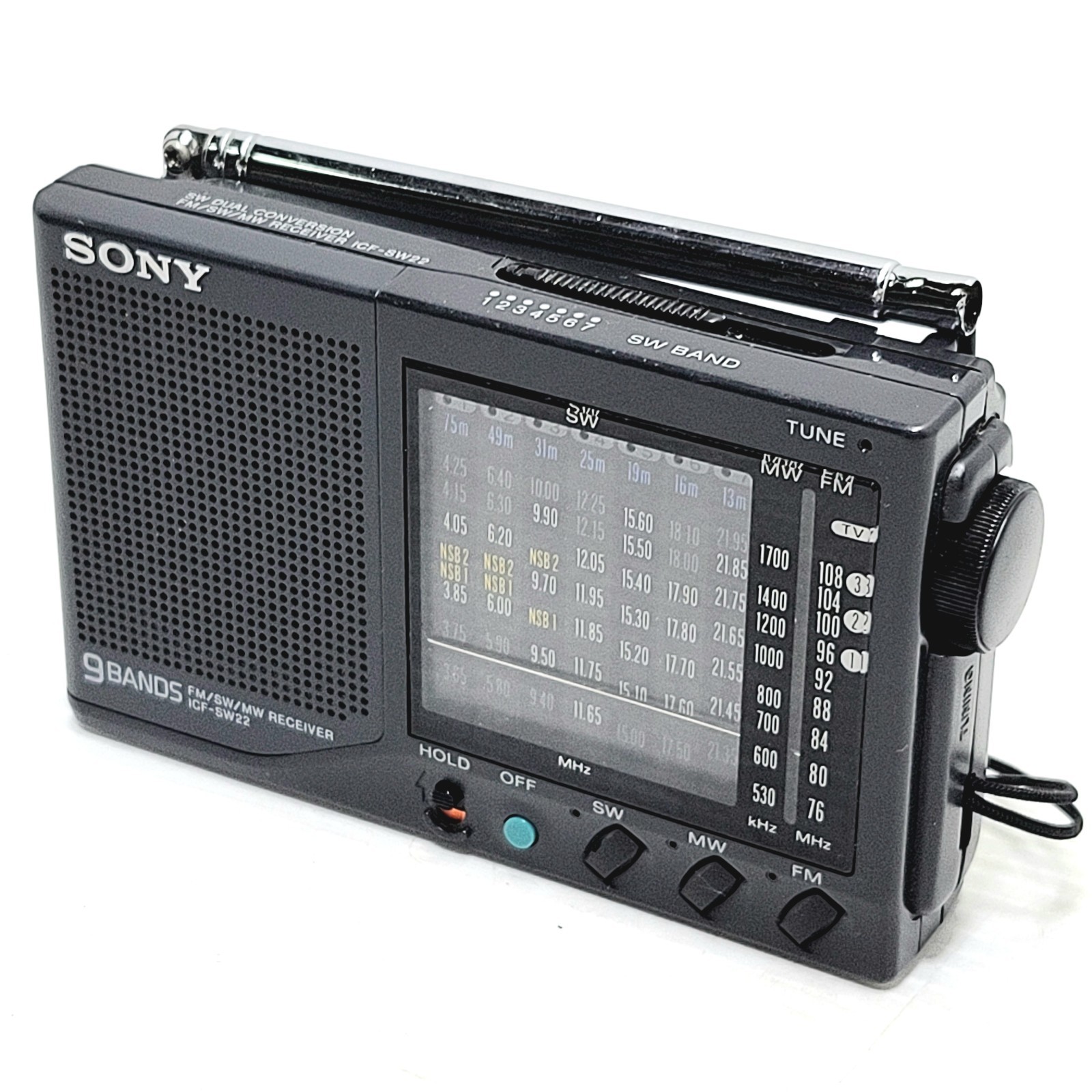 SONY ICF-SW22 9バンドラジオ Sony ICF-SW22 SW/FM/AM Portable Radio Black Audio Sound Used