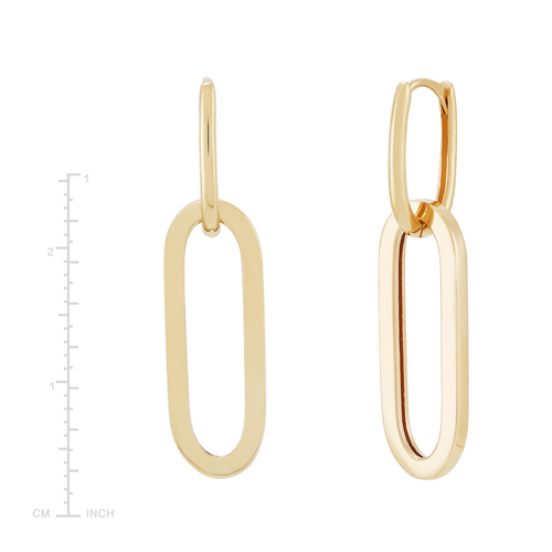 Pre-owned Welry 14k Yellow Gold Oval Paperclip Drop Earrings