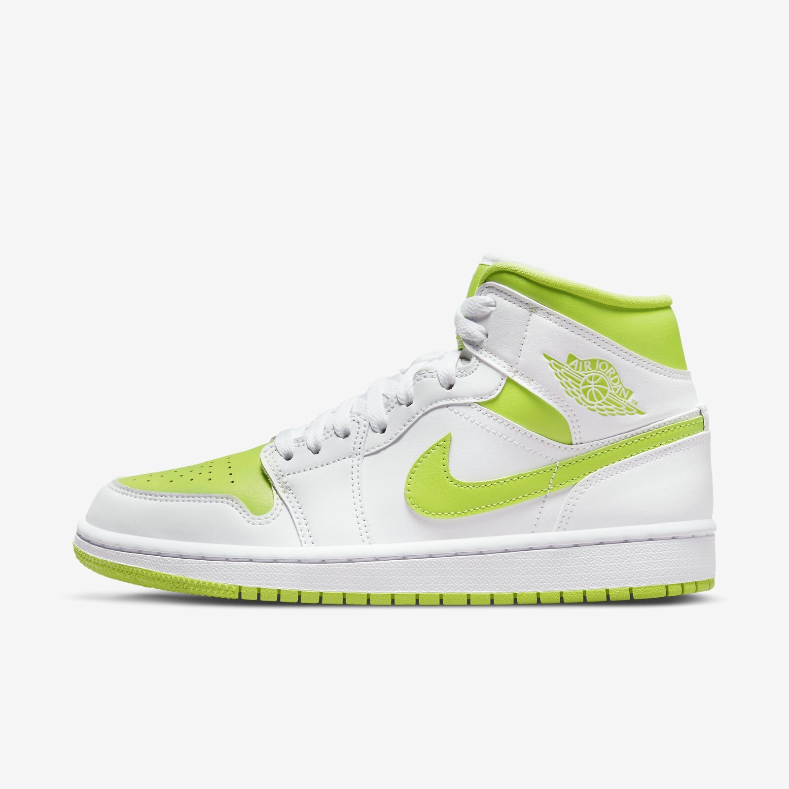 

Jordan 1 Mid White Atomic Green BQ6472-131 Женская обувь Кроссовки, White/atomic green-white, Jordan 1 Mid