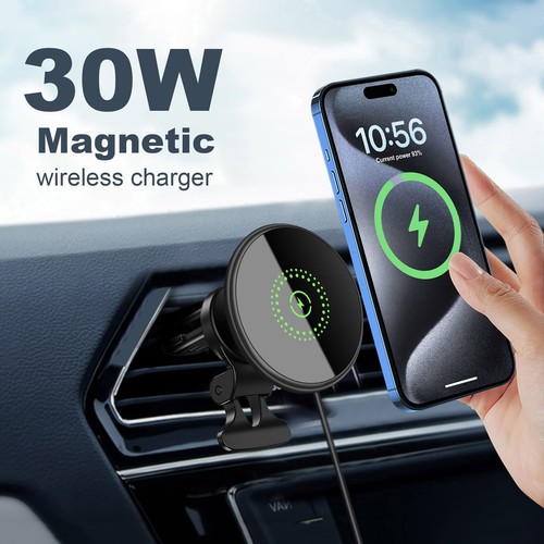 PDKUAI 30W Magnetic Wireless Fast Car Charger Mount Holder For iPhone15 14 13 12