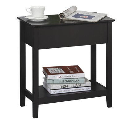 Modern Freestanding Countertop Side Table with Swing Hinge Storage Compartment