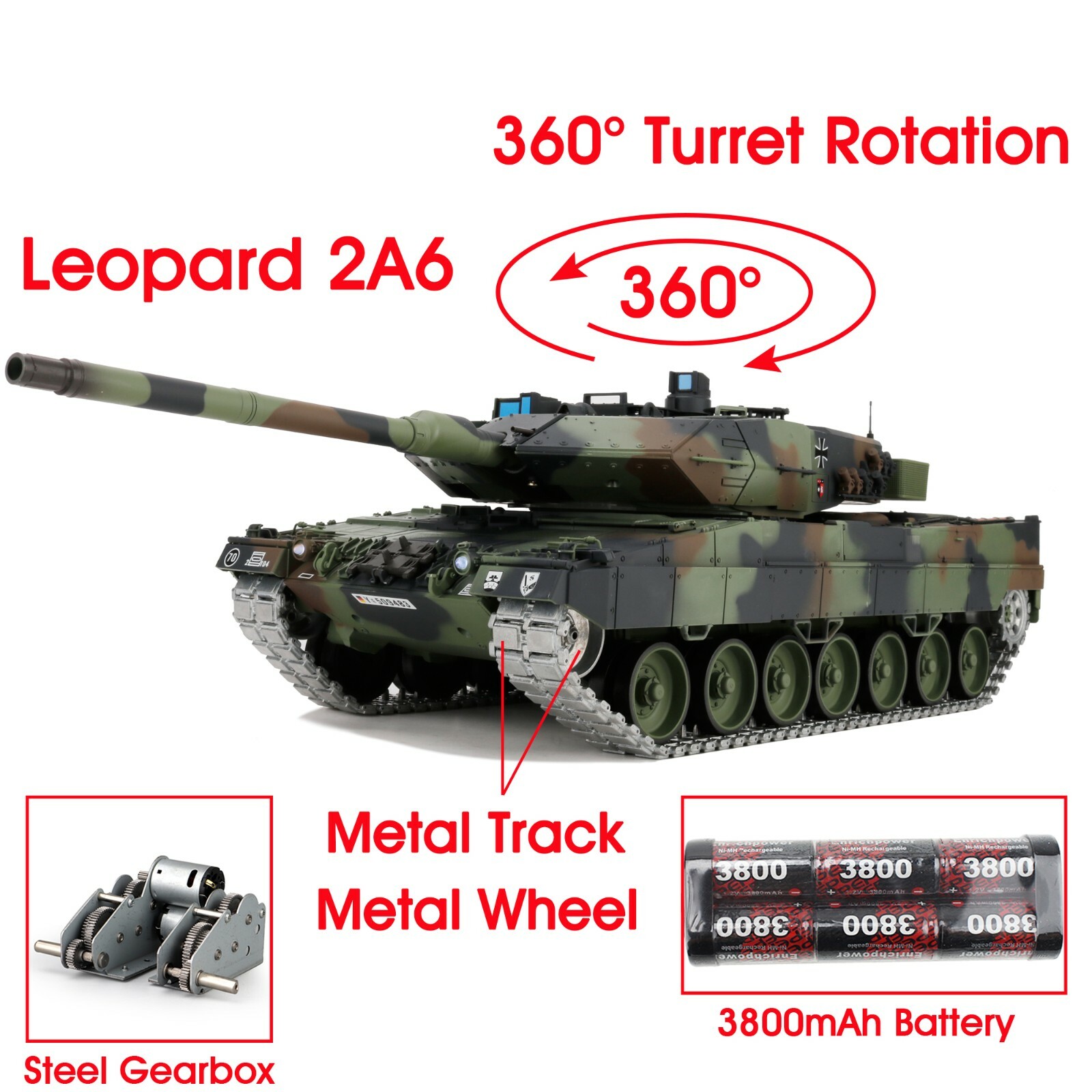 HENG LONG ヘンロン　1/16ラジコン戦車　レオパルド2A6 楽天市場】ラジコン戦車完成品ヘンロンHengLong 1/16 レオパルド