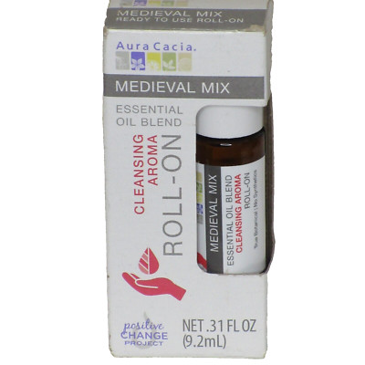 Aura Cacia Roll On Essential Oil Cleansing Aroma Medieval Mix .31 FL OZ NIB