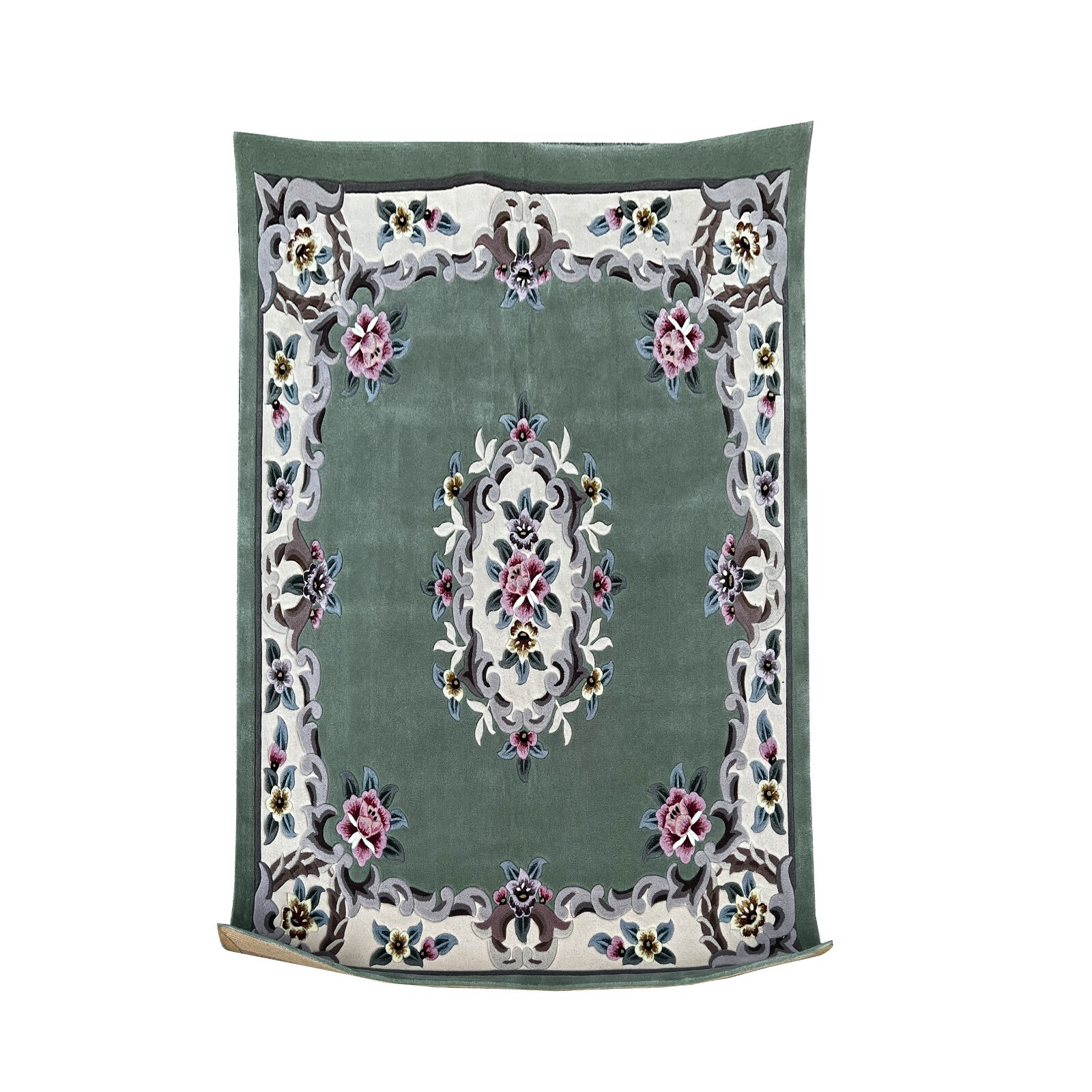 Rectangular Corduroy Green Gray Floral Motif Graphic Wool Rug Carpet cs7548S Rectangular Corduroy Green Gray Floral Motif Graphic Wool Rug Carpet cs7548S