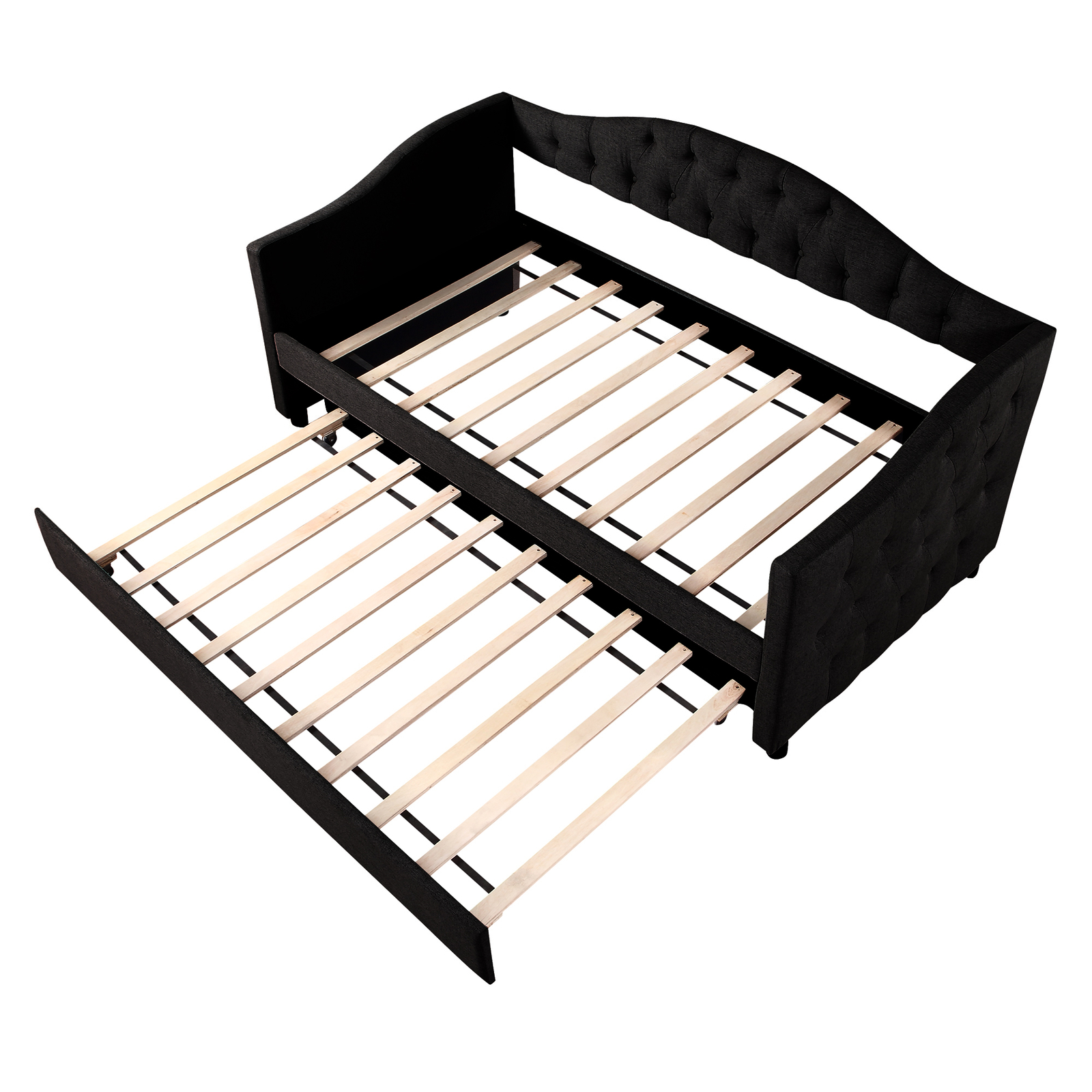 Upholstered Daybed Bed Frame with Trundle Sofa Bed Platform Twin Size Bed Frame