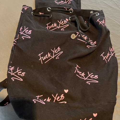 Lazy Oaf Black Pink Canvas F$&k Yes Backpack Bag Collectable