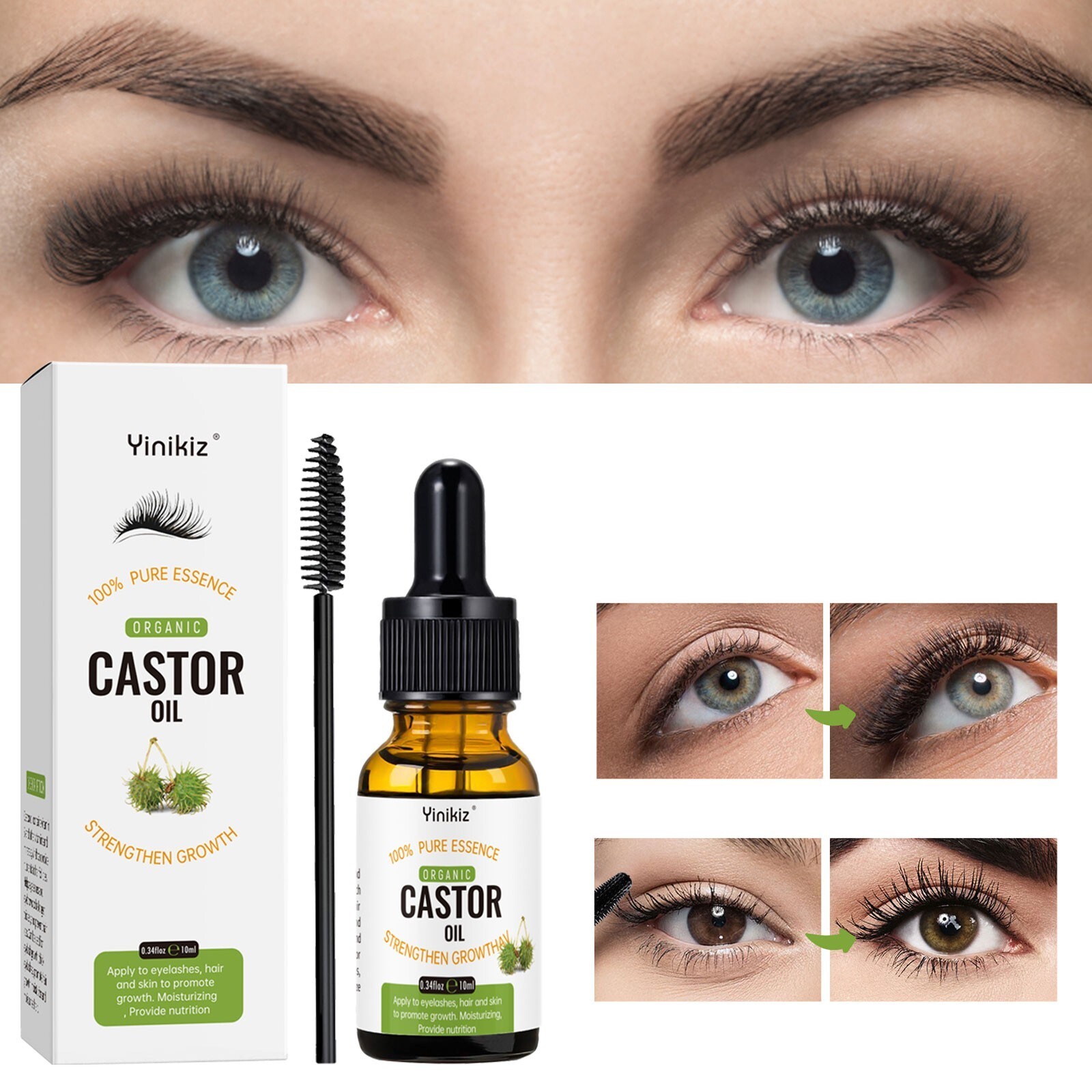 10ml Organic Castor Oil Eyelash Growth Serums Thicker Eyelash Extender Hair Grow