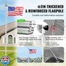 VEVOR 20FT Sectional Flag Pole Kit, Heavy Duty Aluminum Alloy in Ground Flag Poles for Outside, 3 Display Modes Flagpole with 3x5 American Flag, Professional Accessories, Silver