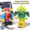 BLmukce Magnetic Robot Toy for Kids 3-5, 35 PCS STEM Educational Playset with Storage Box, DIY Stacking Monster Robots, Toddler Creative Alien Toys Gift for Boys Girls (Christmas Birthday)