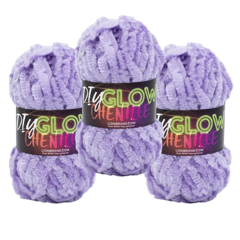 (3 Pack) Lion Brand Yarn 207-144B Diy Glow Chenille Yarn,