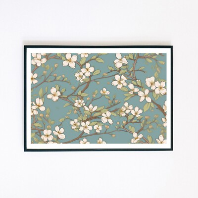 Blossoms Vintage Style Flowers Botanical Illustration 7x5 Retro Wall Art Print 