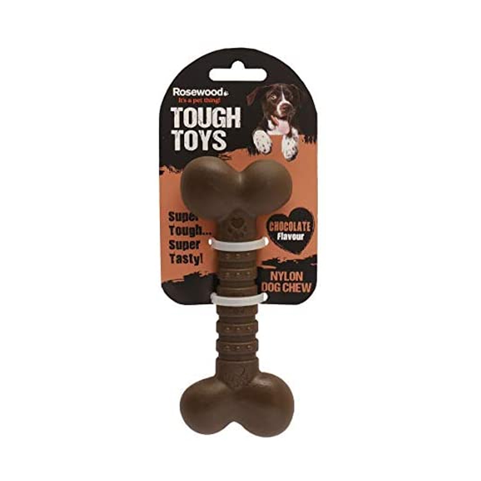 Rosewood Tough Toys Nylon Dog Chew Enrichment Bone Ring Mint Chocolate