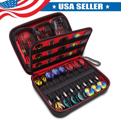 USA GEAR XL Hard Shell Dart Case, Dart Holder for 15 Darts & Accessories - Red