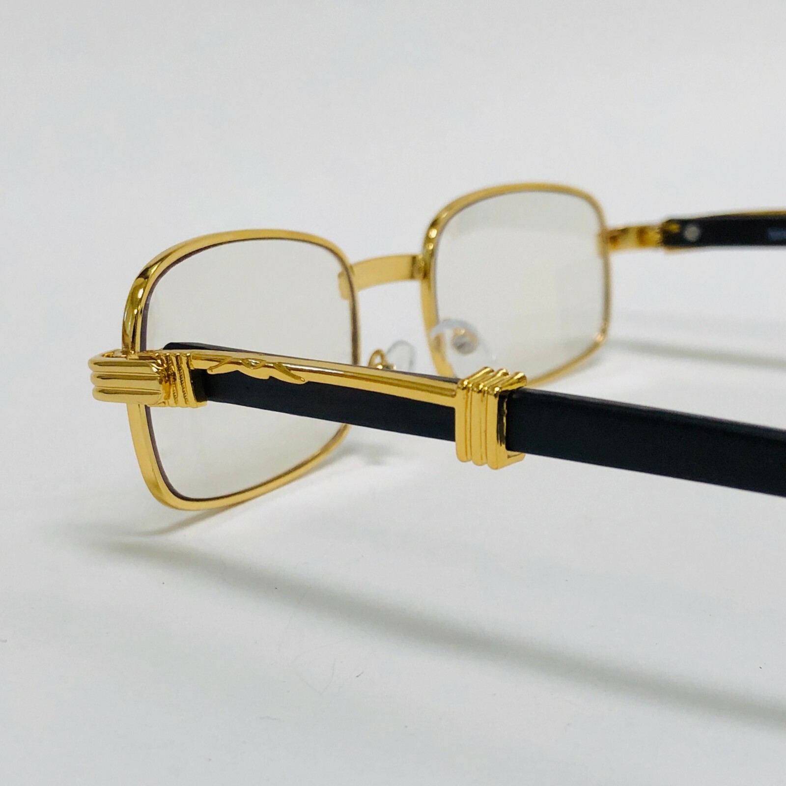 Mens Women Migos Vintage Gold Wood Frame Fashion Clear Lens Eye Glasses Designer