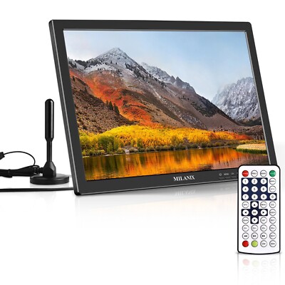 Milanix 19'' Portable Digital HD TV LED Rechargeable Battery USB, AC/DC Remote