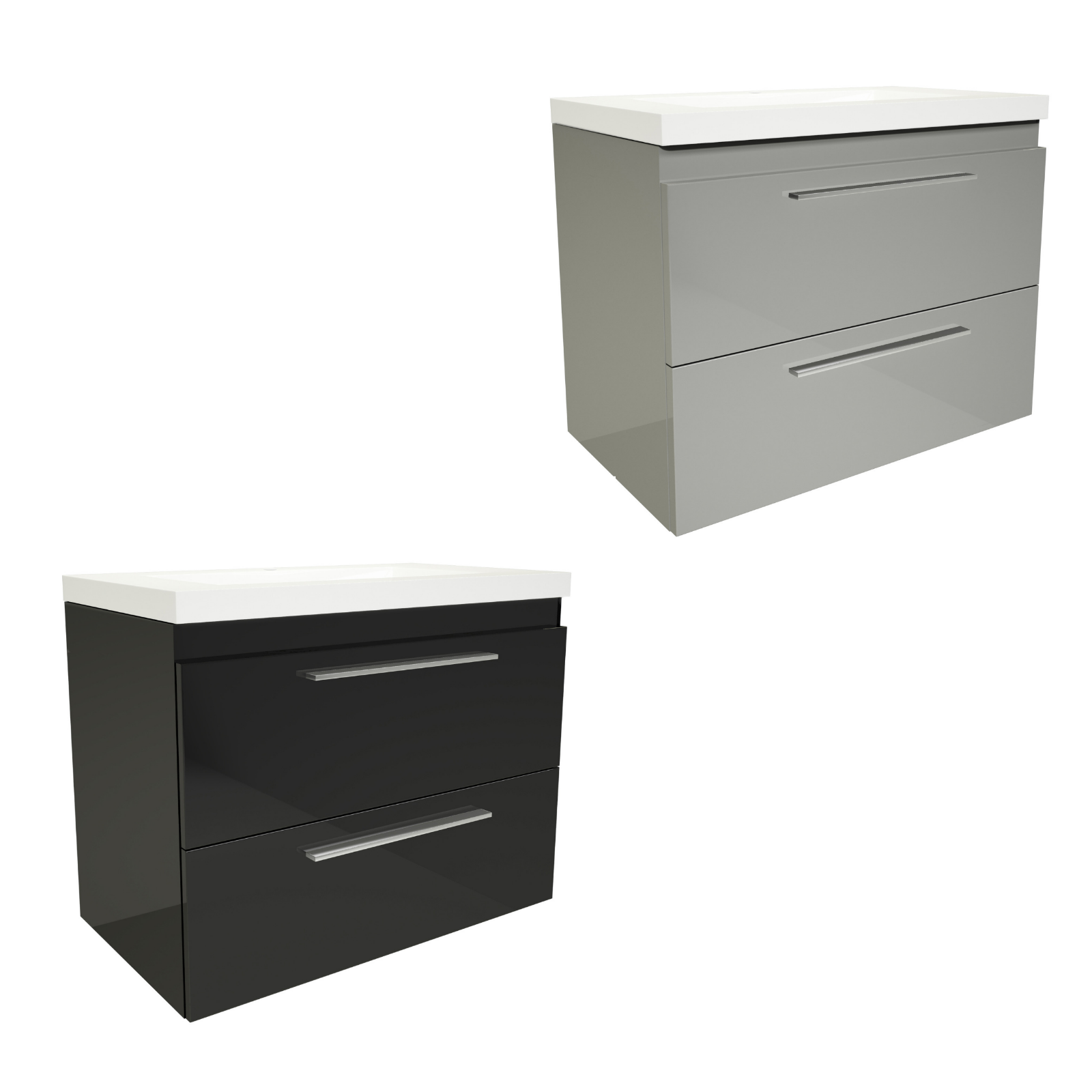 Waschtisch mit Waschbecken Unterschrank Minerallguss Badset Toilette 50 Lackiert