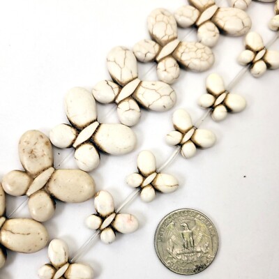 Butterfly Pendant Gemstone Bead Howlite Turquoise 15'' 20mm 35mm Summer Charm