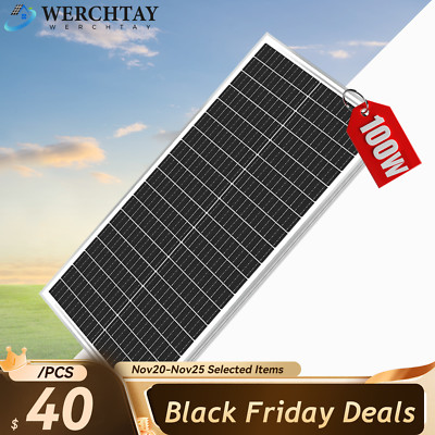 100W Watt Solar Panel 12V Monocrystalline Home RV Car Power Home Camping Boat