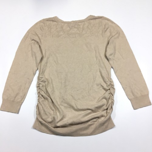Motherhood Maternity Sweater XL Long Sleeve Shirt Tan Brown Ruched Sides Top