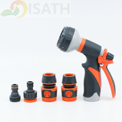 ISATH 8 Patterns Nozzle With Quick Connect Suit For 1/2'' Hose and 3/4'' Faucet