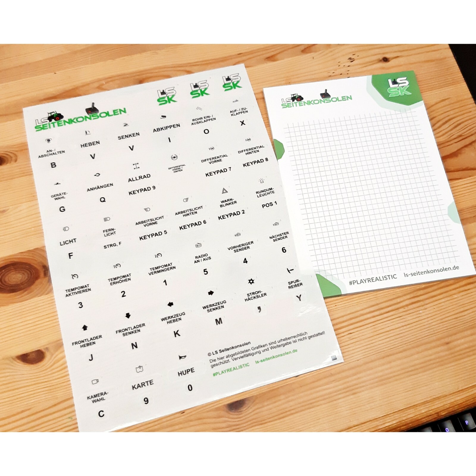 LS Seitenkonsolen Tastenbelegungs-Stickerbogen