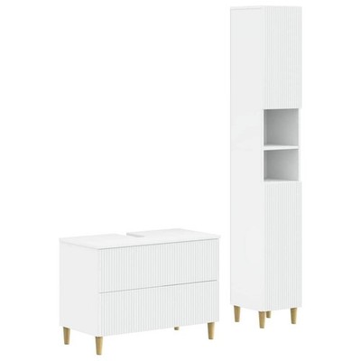 2 Piece Bathroom Cabinet Set ARNHEM White Engineered Wood