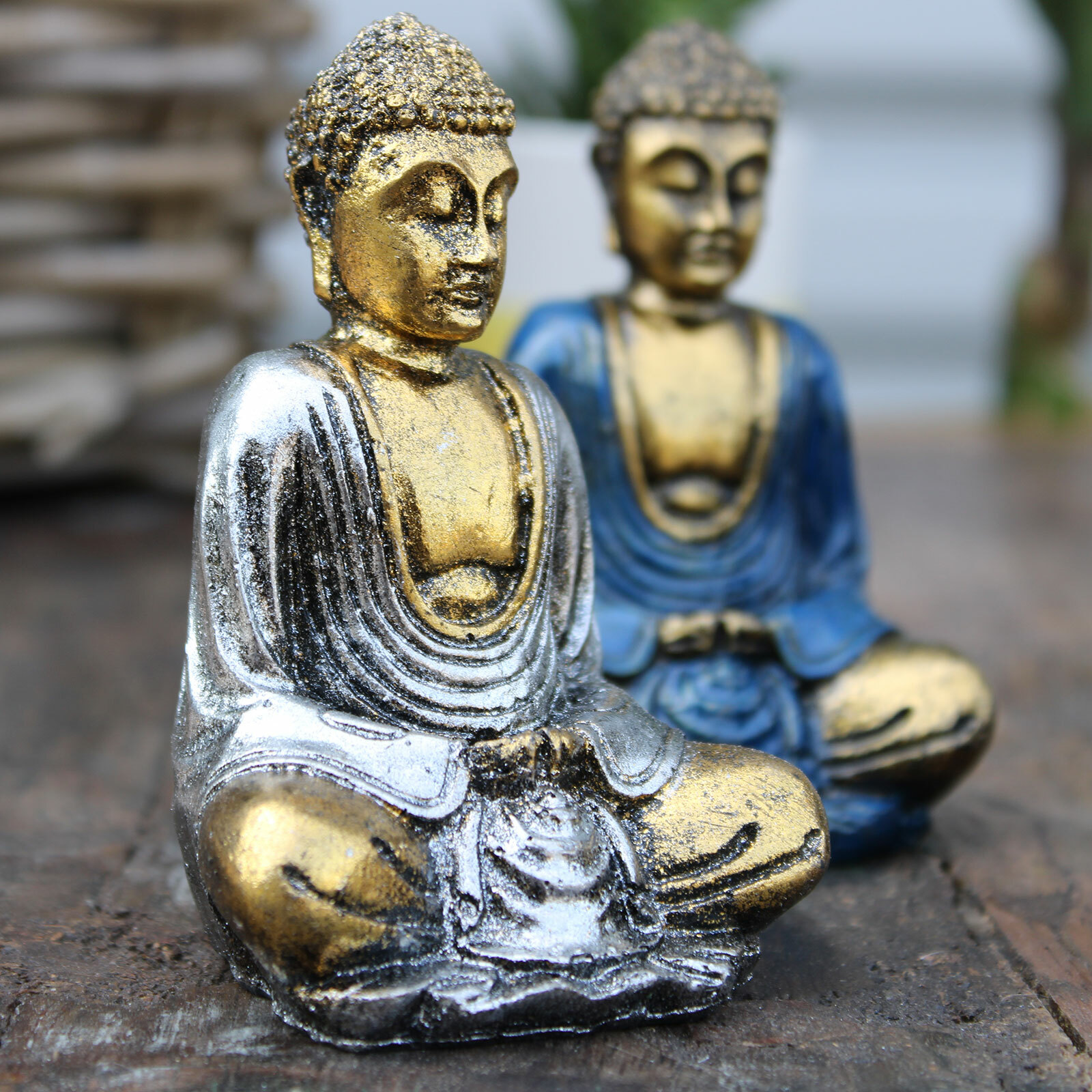 Hand Painted Buddha Statue Figurine Symbolic Ornament Medium Large - Picture 8 of 17