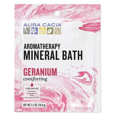 Aura Cacia Mineral Bath-Comforting Geranium Соль для ванны 2,5 унции
