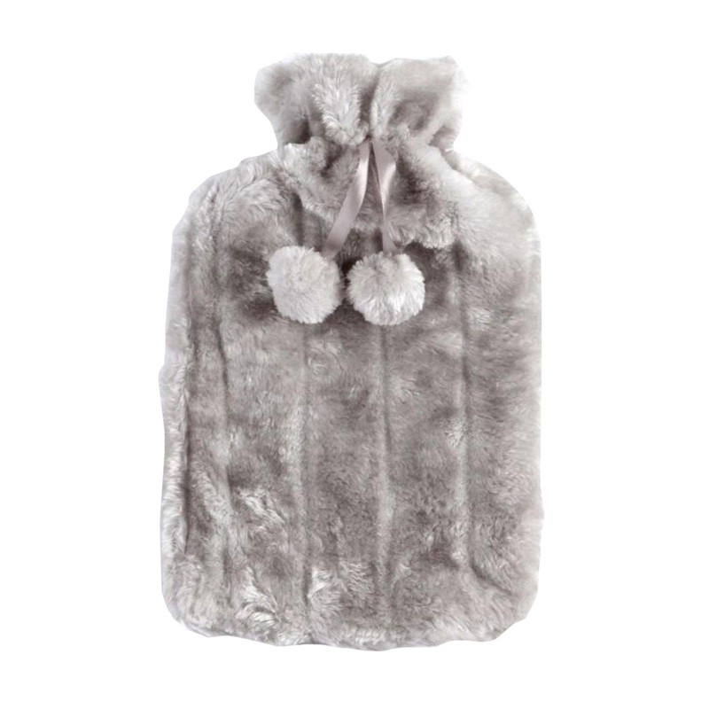 Natural Rubber Warm 2L Large Hot Water Bottle Bag Faux Fur Fleece Knitted Cover
